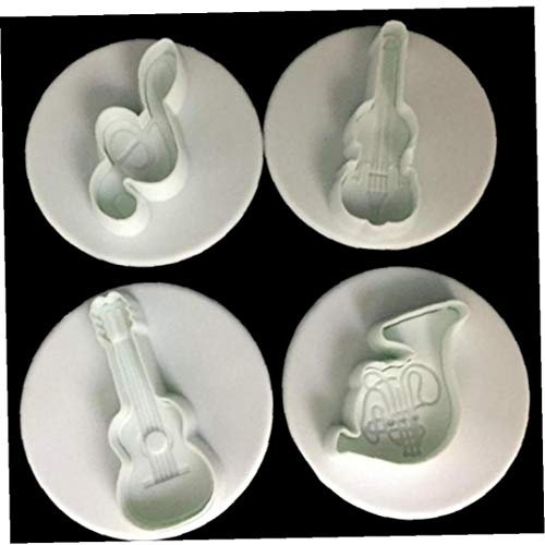 Lankater Music Note Plastic Cookie Plunger Cutters Pastry Chocolate Candy Stamping Molds Biscuit Baking Gadgets 4pcs/set