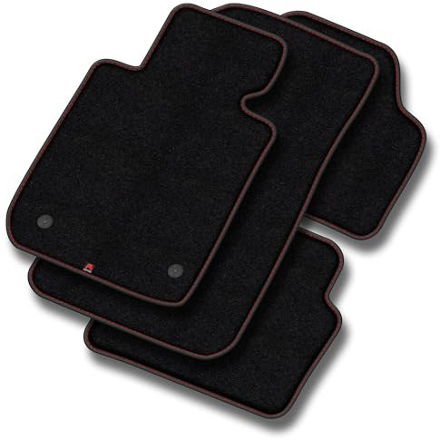 MOTOS Velours Premium Velours-Fußmatten passend für Skoda Superb II 2008-2015 - Premium, Matt, Rot fußmatten Auto - Erleben Sie neuen Fahrkomfort mit einem Velours- Auto fußmatten Satz für Ihr Auto