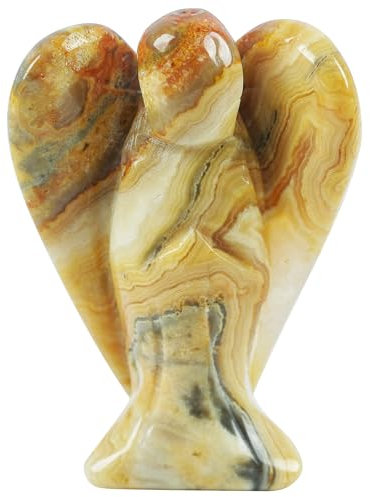 Lovionus89 Natürlich Verrückter Achat Wächter Engel Statue, Handgeschnitzt Stein Heilung Kristall Tasche Figuren Dekoration, 5CM