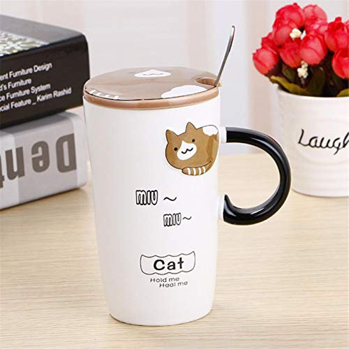 Kreative Cartoon Katze Keramik Kaffee Tee Becher Hitzebeständige Geprägt Niedliche Tier Milch Becher 450ml Mit Deckelgriff Löffel Office Geschenk