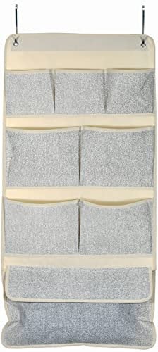 MSV Suspendre Hängeorganizer Hängeaufbewahrung Tür 8 Taschen Metallhaken spart Platz in Ihrem Kinderzimmer Badezimmer Organizer, Metall, Grey, 40x80cm