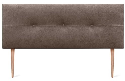 DHOME Kopfteil aus Kunstleder oder Stoff AQUALINE Pro Kopfteil Polsterkopfteil Luxusbett (Stoff Braun, 145x105cm Mit Füßen (Betten 120/135/140))