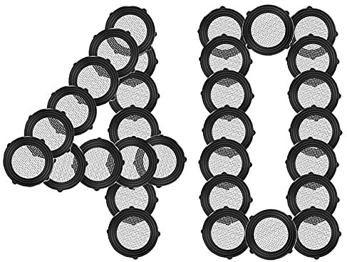 Joywayus Arandelas de goma con 40 filtros de malla de acero inoxidable tienen pestañas autobloqueantes para manguera de jardín o grifo de agua de 3/4 pulgadas (paquete de 40)