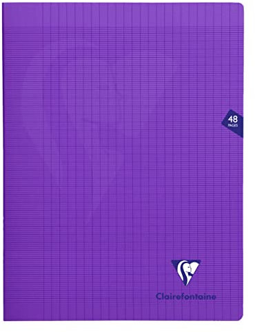 Clairefontaine 373311C Un Lot de 10 Cahiers Agrafés Mimesys Violets - 24x32 cm - 48 Pages Grands Carreaux - Papier Blanc 90 g - Couverture Polypro