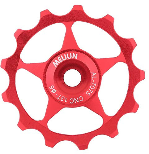 Schaltwerk Riemenscheibe, Fahrradumwerfer Schaltröllchen, Aluminium Rennrad Riemenscheibe Jockey Radlager Umwerfer Fahrrad Führungsrolle Riemenscheibe für Fast alle Mountainbikes(rot,13 Zähne)