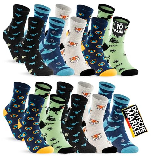 10 Paar Kinder Socken Jungen & Mädchen Baumwolle Kindersocken 54395 (35-38)