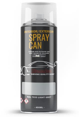 Xtremeauto Spray Paint Finish For Indoor And Outdoor Use Garden Cars Home Kitchen Bathroom Furniture Art Craft Bikes Radiators Metal Wood Plastic Glass UPVC Stone PVC RAL 7035 Light grey