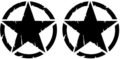 Destroyed Military Star Aufkleber US Army – Shapes Kit Pack – 2 Stück – 4x4 Offroad Auto Motorrad – verschiedene Größen 5 10 15 20 25 30 cm – Made in Italy (10 cm, Schwarz)