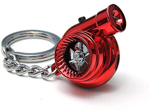 Q&A Wiederaufladbare Turbo Schlüsselanhänger,Turbo Schlüsselanhänger Mit Sound USB/Feuer Rotierender Turbine,Mini keychain LED light Turbo Keychain With Sound Chrom Metall Anhänger Schlüssel (Silver)