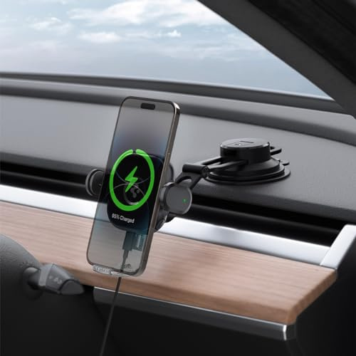 Spigen OneTap Universal Handyhalterung Auto mit Ladefunktion, Smart Sense und Leises Design, Qi 15W Fast Wireless Car Charger Induktive Ladestation KFZ für iPhone, Samsung, Pixel, Xiaomi usw