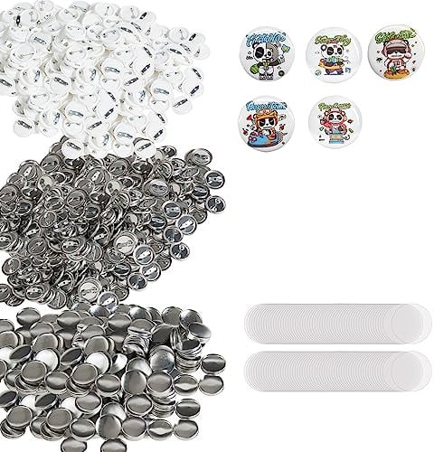 VEVOR Buttonmaschine Knopfmachermaschine Zubehör Badge Punch Press 25 mm, DIY Badge Press Machine Ersatzteile 500 STK. Abzeichenpressmaschine, Metall + Kunststoff / 250 + 250 STK. Abzeichen