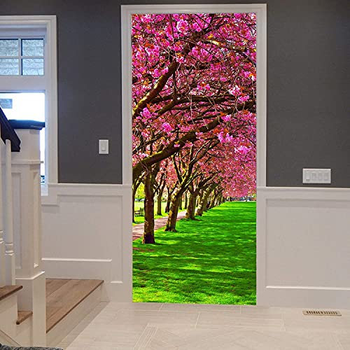 Türaufkleber Selbstklebend 3D Rosa Kirschbaum 90 X 210 Cm Tapeten Türtapete Türposter Türfolie Klebefolie Von Trendwände Abnehmbar Fototapete Wohnzimmer Schlafzimmer Haus Dekoration