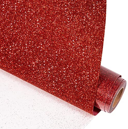 VINYL FROG Glitter Heat Transfer Vinyl 10 inches x 5ft Laser Red Glitter HTV Vinyl Iron on Vinyl for T-Shirt or Other Fabrics