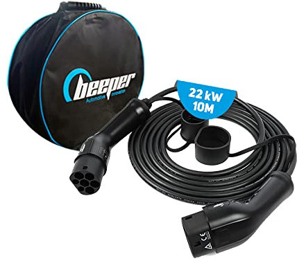 Beeper - Cavo di ricarica tipo 2 a tipo 2 per veicolo elettrico e ibrido ricaricabile 22 KW 32A trifase (10m)