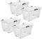 Dynamic24 Aufbewahrungsbox 52L mit Deckel, Rollen und Clipverschluss 60x40xH35cm Kunststoffbox Stapelbox Lager Regal Box transparent stapelbar Stapelboxen für Kleidung Spielzeug Deko Aufbewahrung