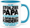 Pagma Druck Tasse - Keramik Kaffeetasse, 330 ml, Zylindrisch, Glossy Finish, Mikrowellengeeignet, Spülmaschinenfest, Cartoon Theme, Vatertagsgeschenk, Stolzer Papa Spruch, Zwei Kinder