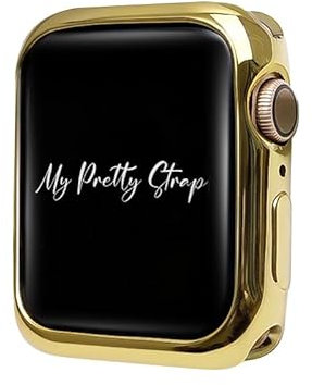 My Pretty Strap Glossy XOXO Protective Case for Apple Watch – Luxury Metal Cover for Women, Scratch-Resistant – Compatible with Apple Watch 38/40/41/42/44/45/49mm –Gold, Rose Gold, Silver