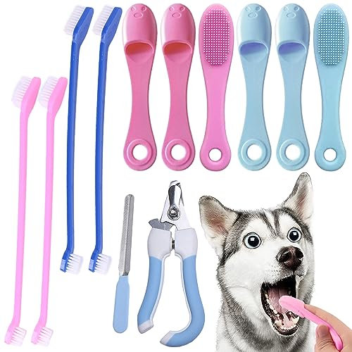 DKDDSSS 10 Stück Hundezahnbürste, Hundezahnbürste-Fingerzahnbürste, Silikon Haustier Zahnbürste, Hunde Zahnbürste, Zahnbürste Hund für Kleine Hunde Katzen Zahnpflege
