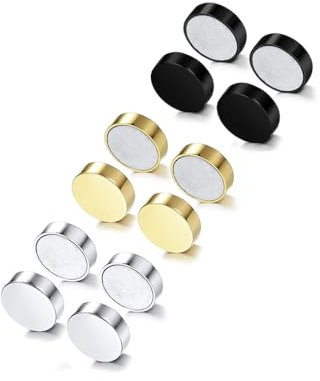 SULIUDAJI 6 Paar Magnet Clips Nicht Piercing Ohrringe Modeschmuck Ohrstecker Creolen Ohrstecker stilvolle Ohrringe hypoallergen Set für Frauen Mädchen