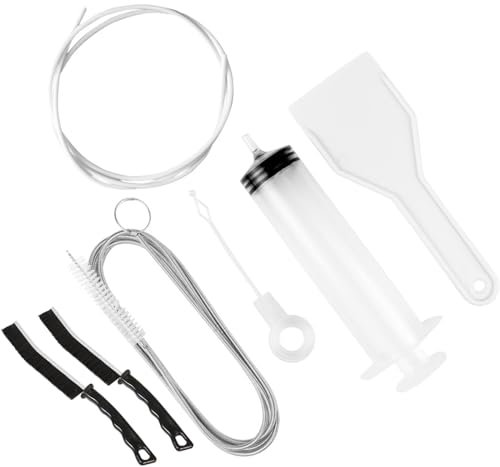 GWAWG Kühlschrank Abflussloch Reinigungsset, Kühlschrank Loch Verstopfung abfluss reinigungsbürste, Wiederverwendbar reinigung set mit Schlauch, Spritze, Enteisungsschaufeln, Kolbe