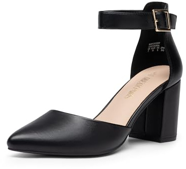 Dream Pairs Damen-Pumps mit elastischen Knöchelriemen | Elegante Brautschuhe Party High Heels Schuhe