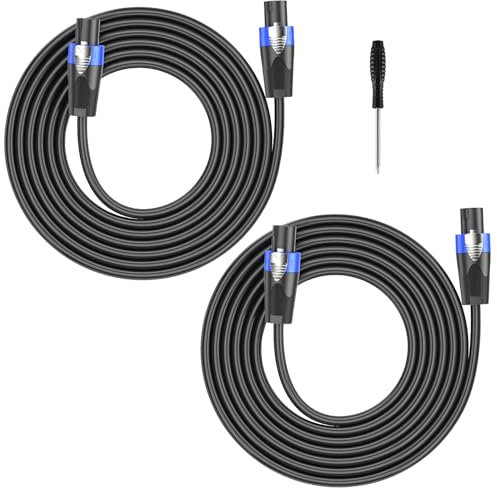 GCTBL 2M 2pack Speakon a Speakon Cables Profesional 12 Gauge Audio Cord DJ/PA Speaker Cable con Twist Lock