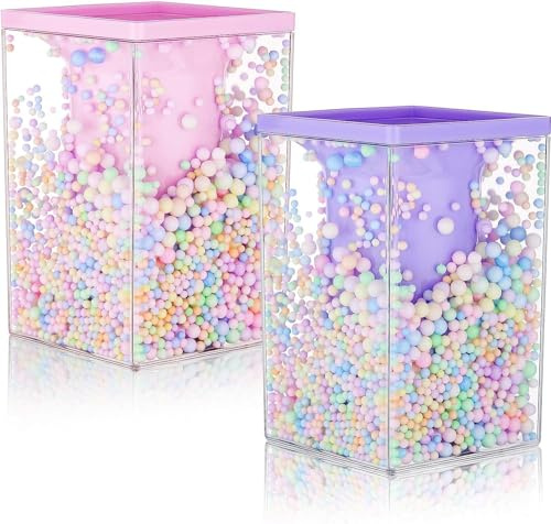 QESSUVNC 2Pcs Acrylic Bubble Ball Pen Holder Multi Purpose Desk Organizer | Transparent Acrylic Storage Case, Multifunctional Desk Stationery Container, Decorative Colorful Bubble Ball Decoration