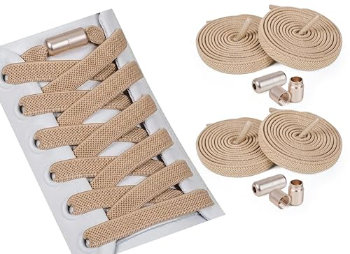 ELANOX® Elastische Schnürsenkel ohne Binden 8mm für 2 Paar Schuhe – Extra Stark mit Metallverschluss – Flache Gummischnürsenkel für Sneaker & Sport
