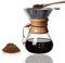 Tissting 800ML Cafetière Filtre à Col en Bois, Cafetière à Manchon de avec Filtre Permanent en Acier Inoxydable en Verre pour la Fête du Café à la Maison (800ML)