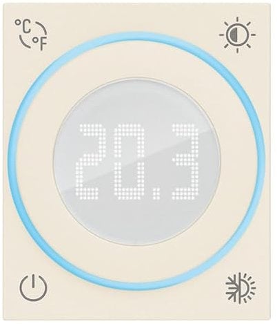 Vimar 30440.C Termostato a rotella, Linea, con uscita a relé, retroilluminazione con regolazione di intensità, da completare con placche della serie Linea, canapa, 2 moduli