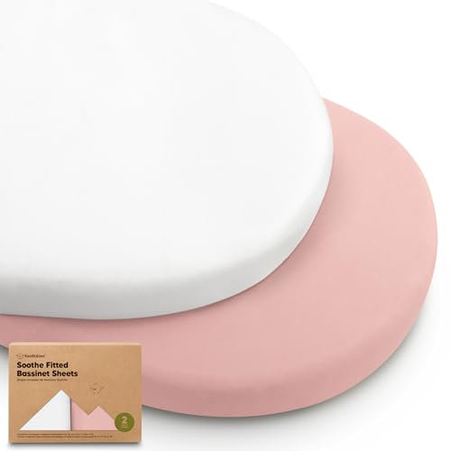 2er-Pack Bio-Stubenwagenbettlaken für Mädchen und Jungen – 100% Baumwolle Stubenwagenmatratzenlaken, kompatibel mit Halo Bassinest Swivel Sleeper, Graco, Baby Delight, Chicco (Rose)