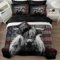 Merryword Bettdecken-Set mit amerikanischer Flagge, Motiv: Wildbulle, Rinder, schwarz, Natur, Tier, Shabby-Chic-Bettwäsche, USA-Flagge, Schlafzimmer, Dekoration für Cowboys und Cowgirls
