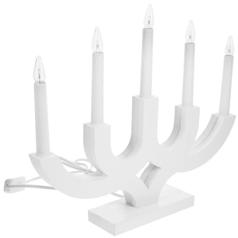 DOITOOL fünfköpfige Kerzenlaterne aus Holz led candle centerpiece reusable candles schreibtischlampe die Weihnachtskerze LED-Kerze Herzstück Kerzenlichter für die Party nordisch Nachtlicht