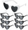 Photect 7 Stück JGA Sonnenbrille Herz JGA Brille Herzförmige Brille Herzform Sonnenbrille Junggesellinnenabschied Partybrille für Brautparty Brautjungfern Hochzeit Accessoires(Weiß, Schwarz)