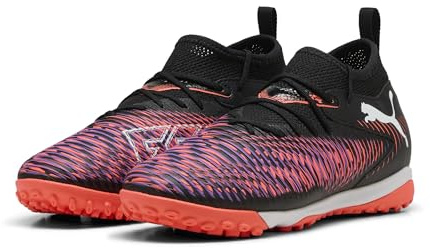 Puma Future 8 Match TT + MID JR, Unisex Fussballschuh, Puma Black-Puma White-Glowing RED,