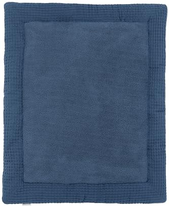 Meyco Laufgittereinlage Waffel Teddy, Baby Laufstall Einlage (Krabbelmatte für Babys, Spielmatte für Laufstall, 100% Baumwolle, 80 x 100 cm), Indigo