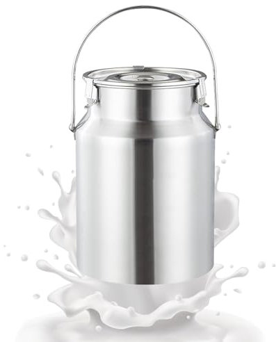 Adima 10 L/2,64 Gallonen Milcheimer, Milchkanne Mit Griff, Gut Versiegelter Behälter Aus 304 Edelstahl, Geeignet Für Wein, Öl, Milchtank, Eimer,3L