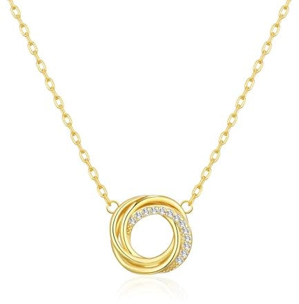 Philip Jones Gold Plated Circle Knot Necklace Created with Zircondia® Crystals