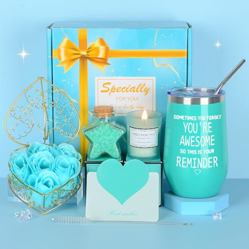 TOLOYE Pamper Gifts for Women, Birthday Gifts for Best Friends with 16 Oz Wine Tumbler, Unique Ladies Pamper Hamper Birthday Present, Relaxation Self Care Presents for Sister, Mum, Wife