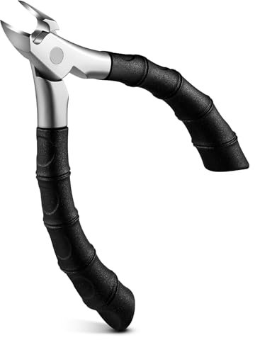 FVION Coupe-ongles Epais Pied à mâchoires Larges Ouvertes, Pince Ongles Incarne Pieds Antidérapant à Long Manche pour Personnes âgées, Ciseaux a Ongles Pieds de Précision (Noir)