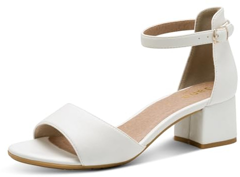 Jana Damen Sandalen mit Absatz Festlich Vegan, Weiß (White), 37 EU