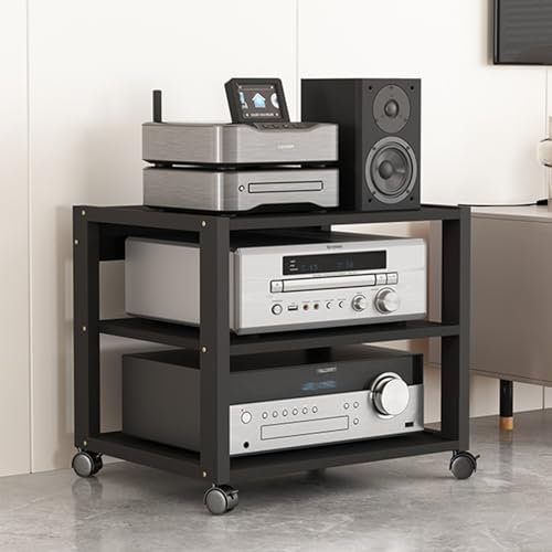 YHWKGZ Hi Fi Rack, Verstellbarer Audio Rack Hi Fi Regal, Mit 360 Drehbaren Rädern, Multifunktions-Offener Phonoschrank, Geeignet for Meetings/Aufnahmestudios(19.6x19/50x48.5cm)