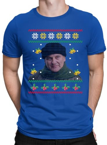 Harry Kevin Allein zu Haus - Weihnachten Ugly Sweater Herren T-Shirt, Blau, XXL