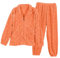 Flodxo Ensemble de pyjama moelleux 2 pièces en polaire pour femme - Chaud et confortable - Veste zippée sur toute la longueur - Haut et pantalon à taille élastique - Vêtements de nuit, Orange, M