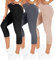 TNNZEET 3er Pack Capri Leggings Damen 3/4 für Sport, 7/8 Leggins High Waist Hose Sporthose für Gym Yoga(Schwarz/Dunkelgrau/Aprikose,L-XL)