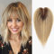 HAIRCUBE Haartopper für Frauen mit dünnem Haar ombre blond mit schwachem Licht 100% Echtes Menschenhaar topper für Frauen mit Pony Menschenhaar topper mit Schweizer Spitze Basis Hand gebunden 14 Zoll