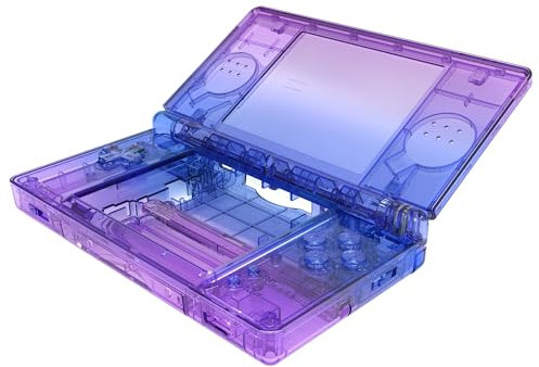 eXtremeRate Cover Scocca Tasti Ricambio per Nintendo DS Lite,Custodia Pulsanti Kit Shell Case per Nintendo DS Lite NDSL(NON Include Console)-Sfumato Blu Viola