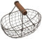 Cesta de Alambre Ovalado, Cesta de Pollo de Metal, recolección de Huevos Frescos con Asas de Madera, Recipiente de Almacenamiento de encimera de Estilo Vintage Negro para Huevos Frescos, Pan, Fruta,