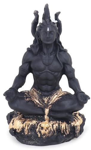 Zap Impex Majestätisches schwarz-goldenes Shiva-Idol – Meditierendes Mahadev-Murti für Zuhause, Büro und Puja – Hinduistische Shiva-Statue für spirituelle Dekoration