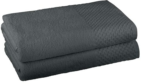 Clinotest Saunahandtuch Set 50x100 cm (2er Pack) – 100% Baumwolle, Saunatuch & Badetücher, Weich & Saugfähig, Schnelltrocknend, Mit Aufhängeschlaufe, Oeko-Tex Zertifiziert, Anthrazit